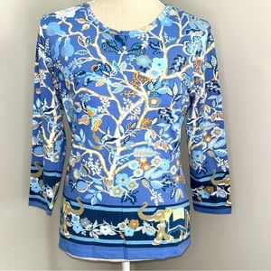 J. McLaughlin Multicolor Botanical Long Sleeve Top